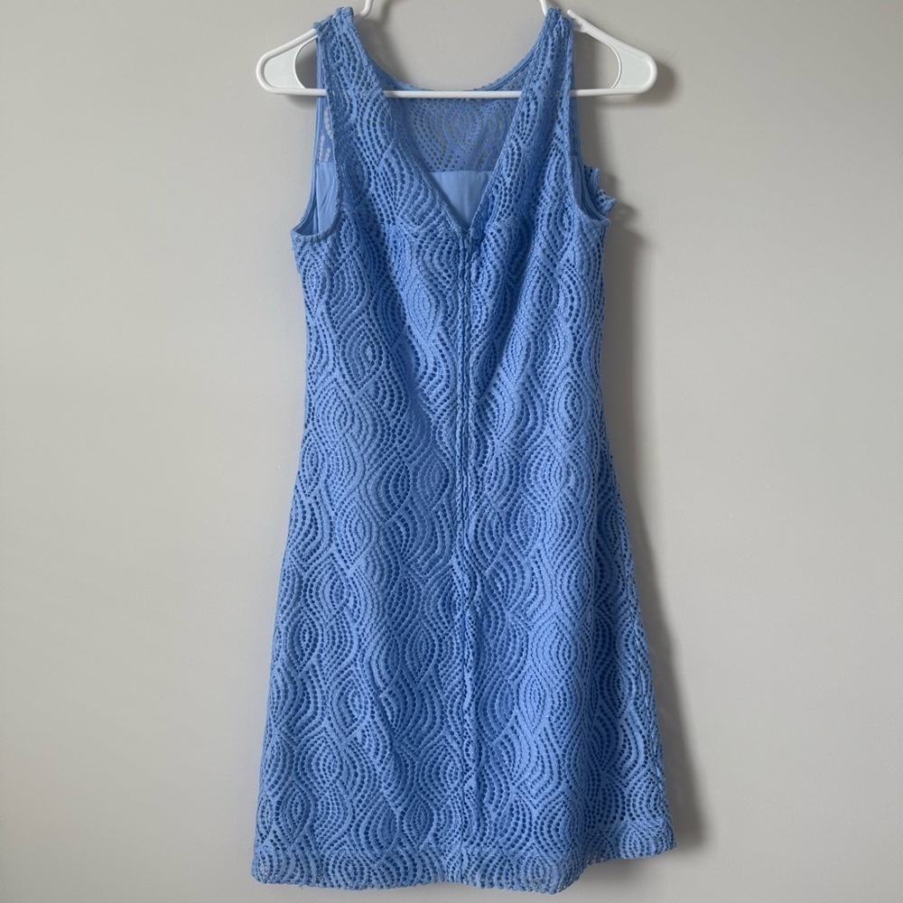 Lily Pulitzer Blue Knit Crochet Lace Delicate Sleeveless Mini Womenβs Dress - Picture 3 of 7
